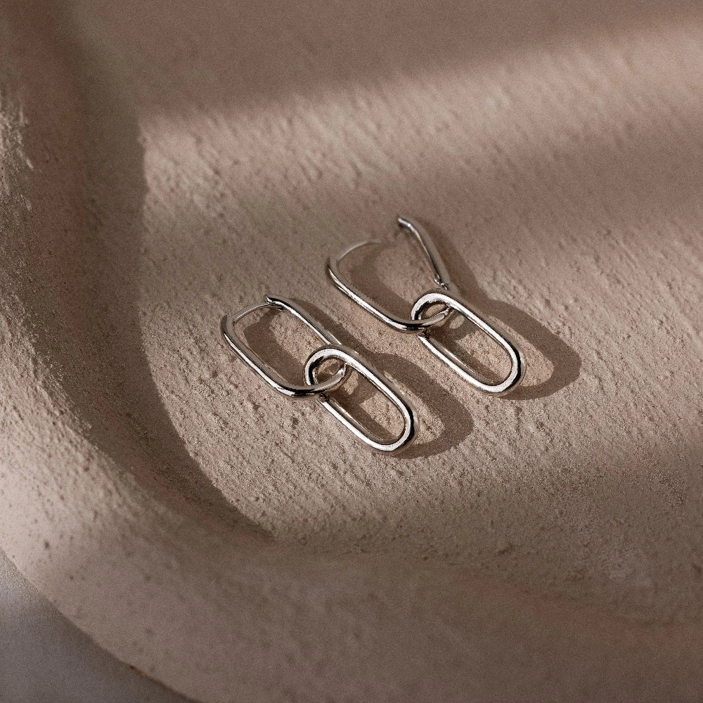 Amanda Link Earrings  Silver 18K Gold Plated
