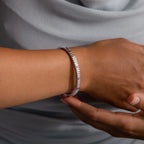 Ribbed Diamond Bangle Silver 18K Gold Plated