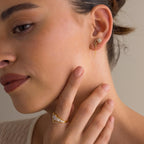 Diamond Baguette Stud Silver 18K Gold Plated
