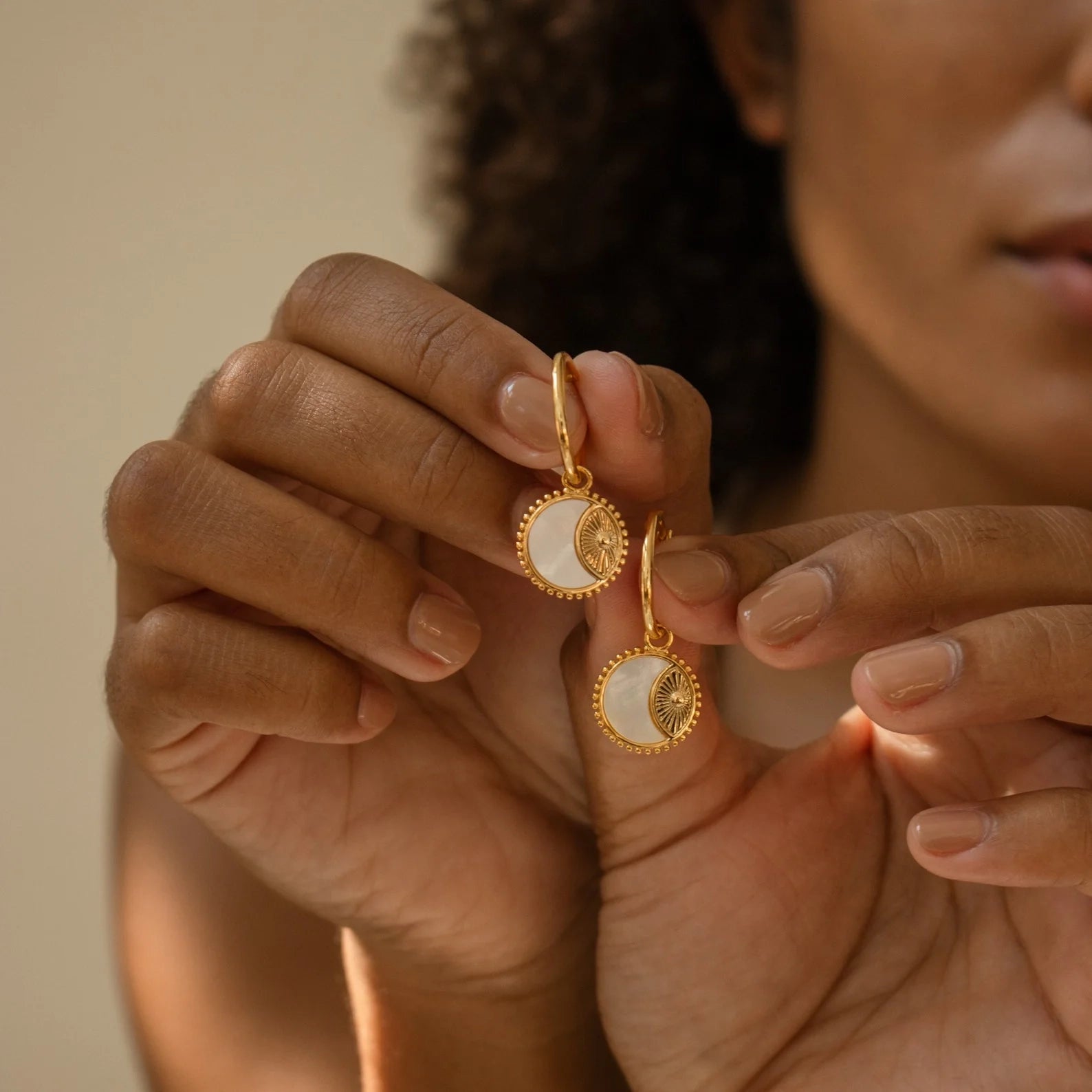 Pia Pearl Coin Hoops Silver 18K Gold Plated