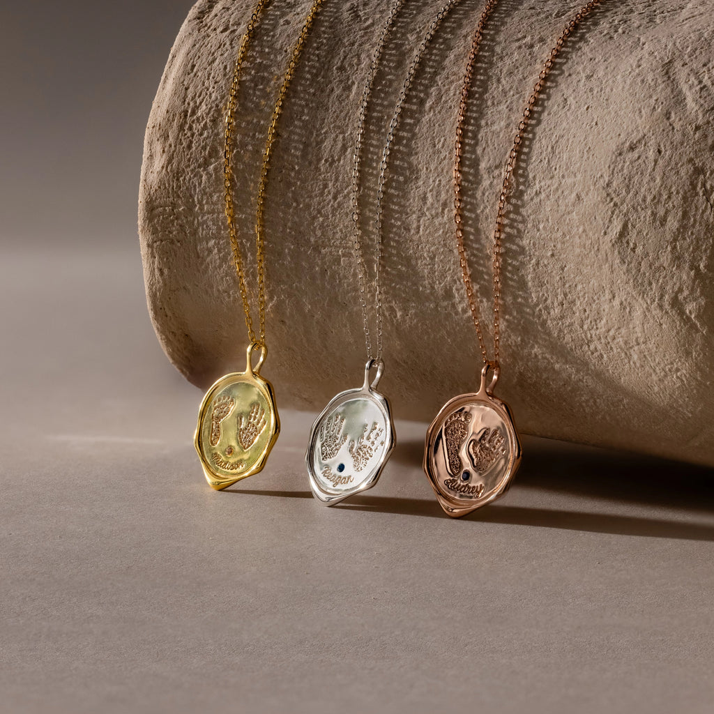 Baby Hand & Footprint Necklace Silver 18K Gold Plated