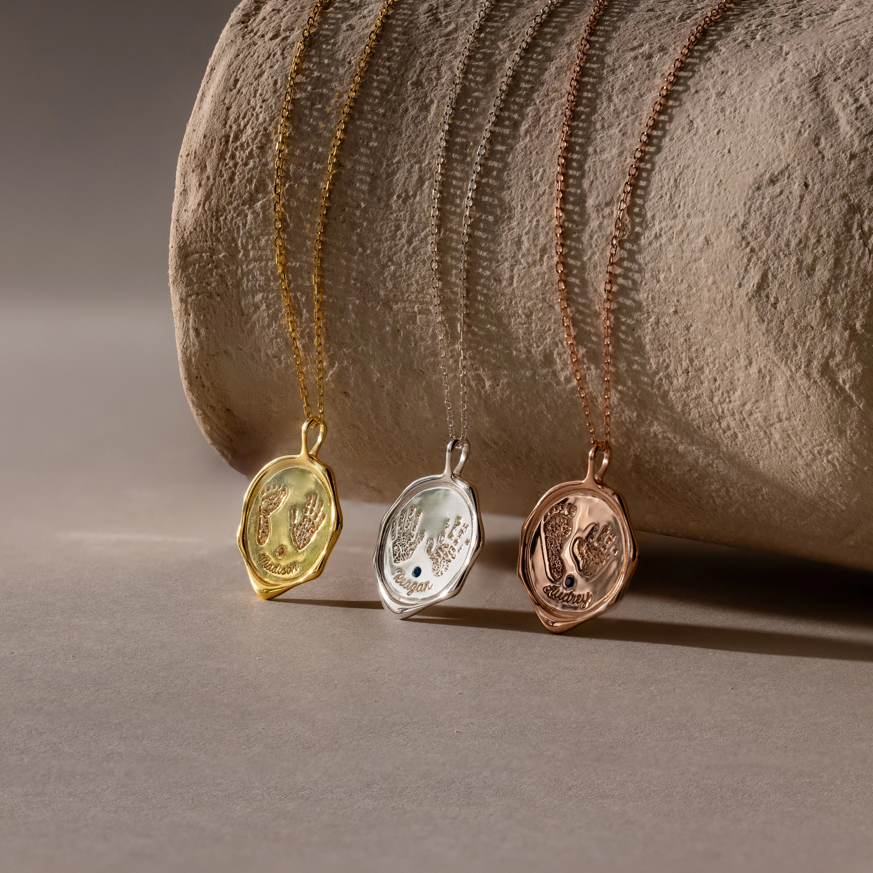 Baby Hand & Footprint Necklace Silver 18K Gold Plated