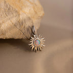 Opal Sun Charm Silver 18K Gold Plated