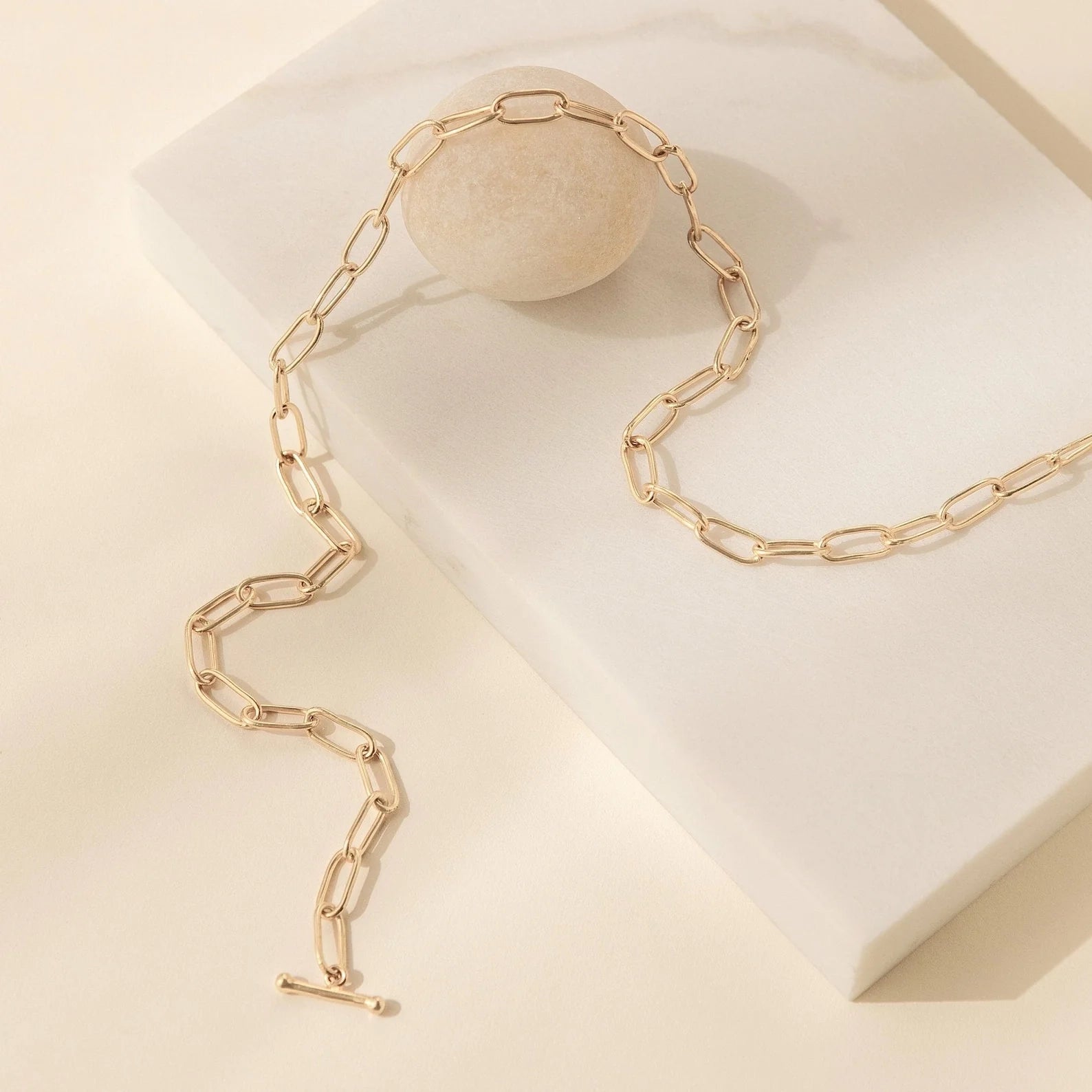 Paperclip Toggle Necklace Silver 18K Gold Plated