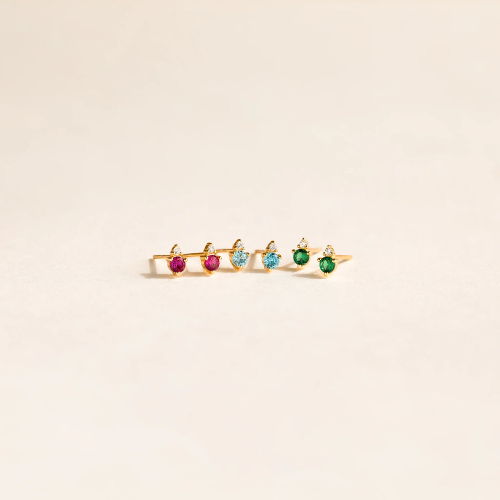 Raindrop Emerald Studs Silver 18K Gold Plated