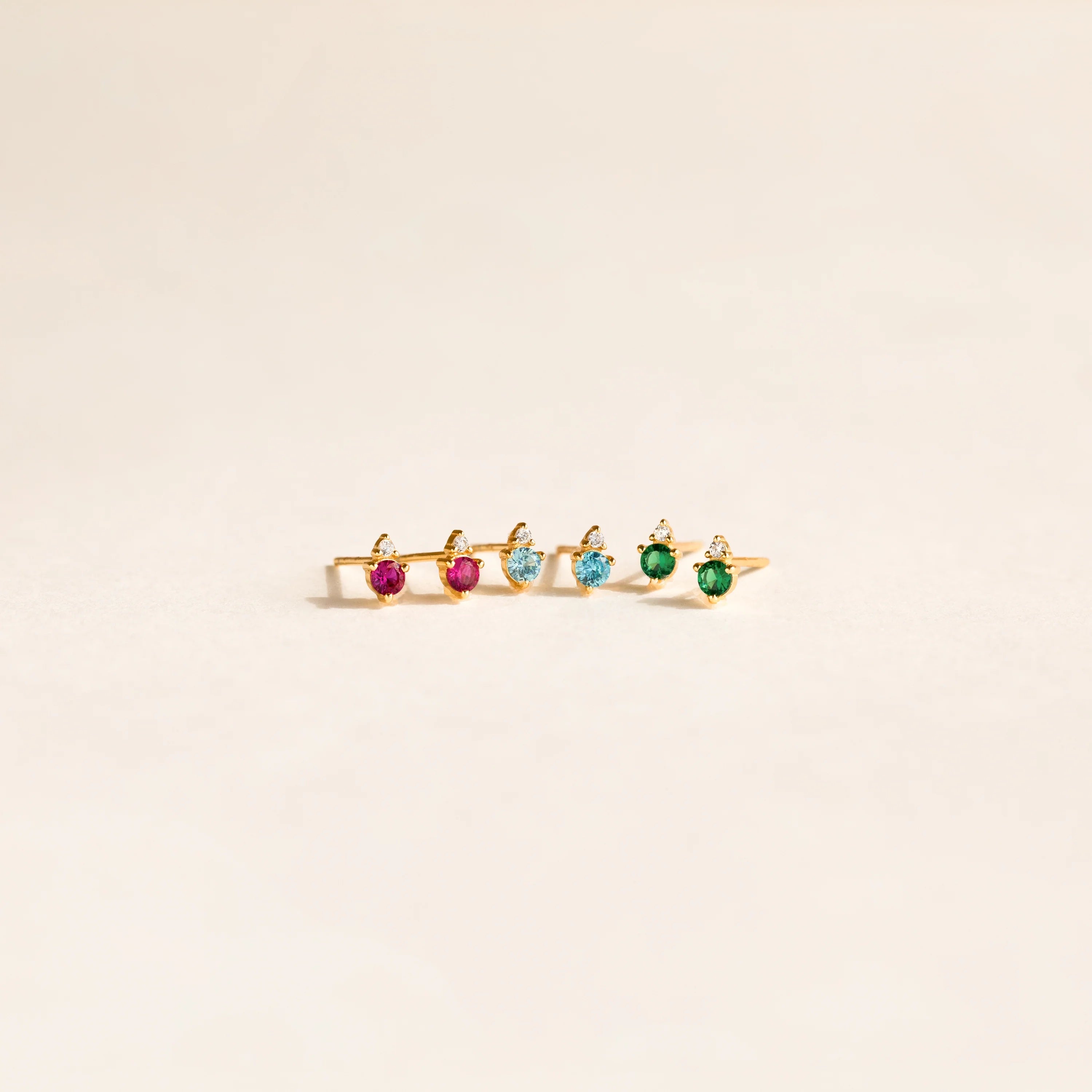 Raindrop Emerald Studs Silver 18K Gold Plated