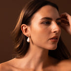 Diamond Baroque Pearl Studs Silver 18K Gold Plated