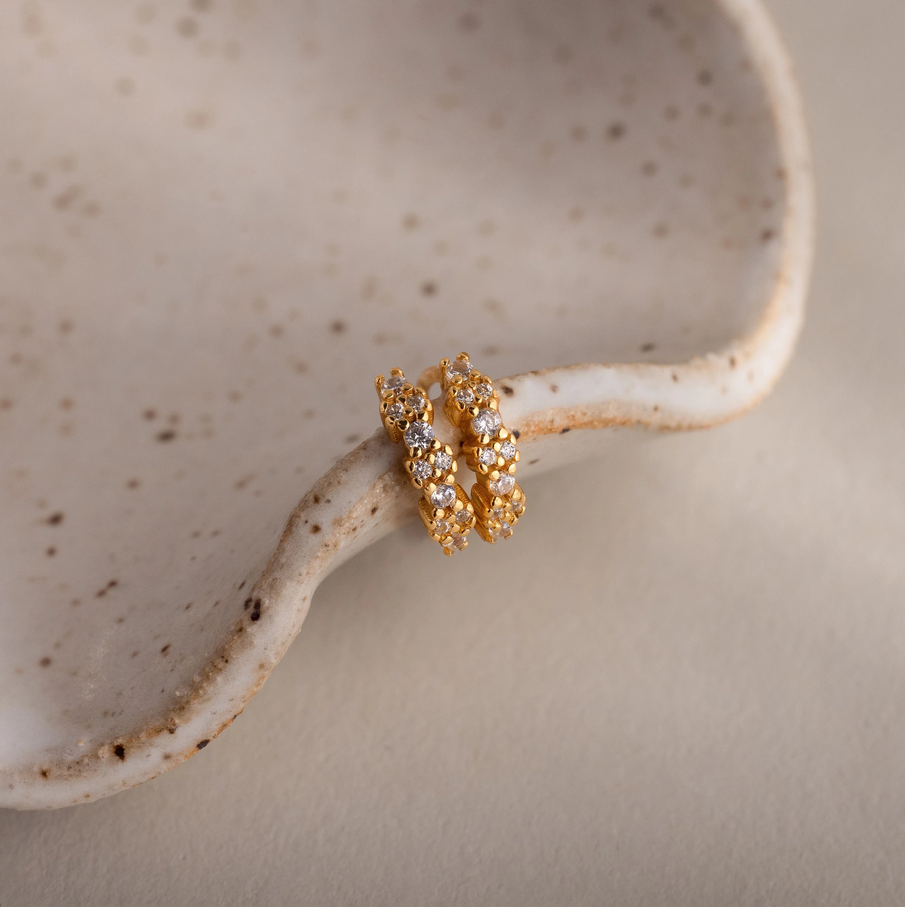 Diamond Cluster Huggies Silver 18K Gold Plated