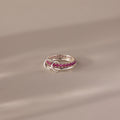 Ruby Tennis Linked Ring Set Silver 18K Gold Plated