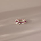 Ruby Tennis Linked Ring Set Silver 18K Gold Plated