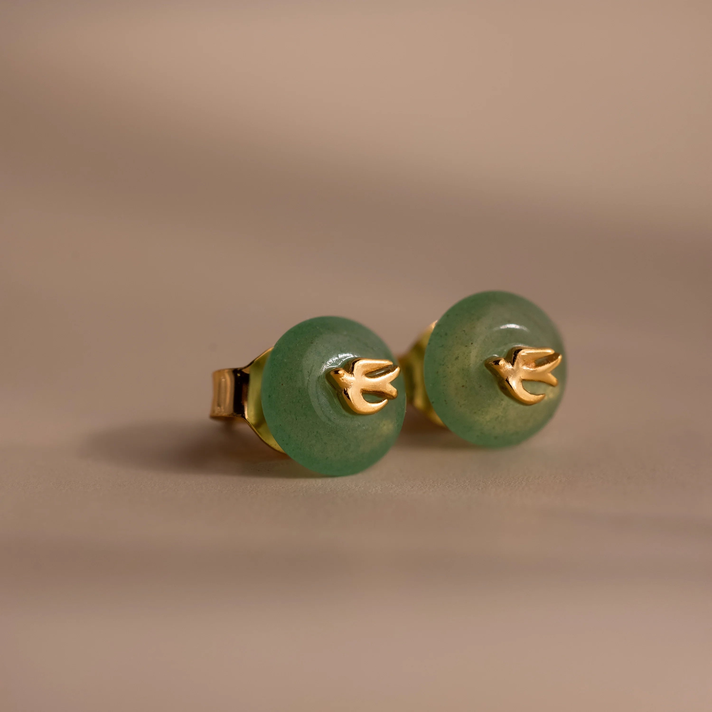 Jade Bird Studs Silver 18K Gold Plated