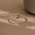 Ribbed Heart Link Bracelet Silver 18K Gold Plated