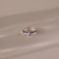 Amethyst  Eternity Band Ring Set Silver 18K Gold Plated