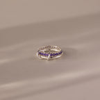 Amethyst  Eternity Band Ring Set Silver 18K Gold Plated