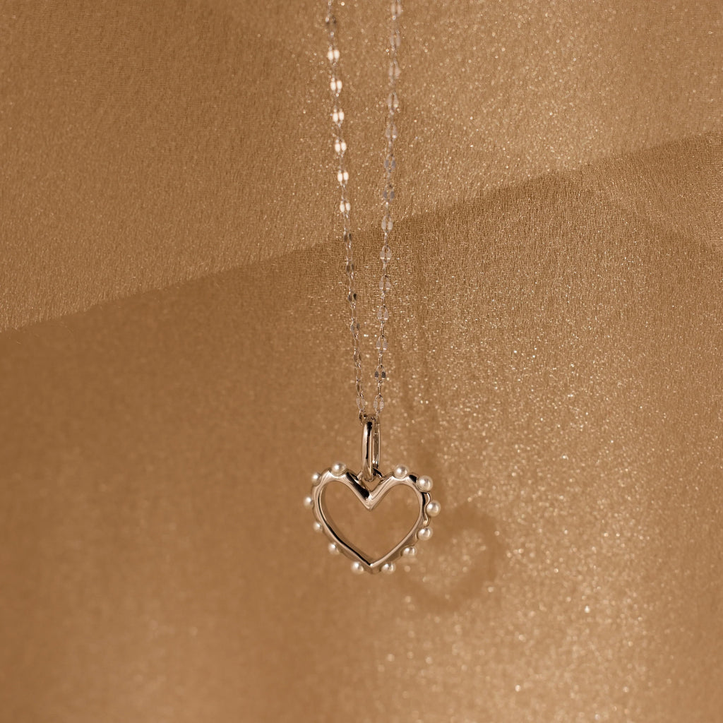Classic Pearl Heart Charm Silver 18K Gold Plated