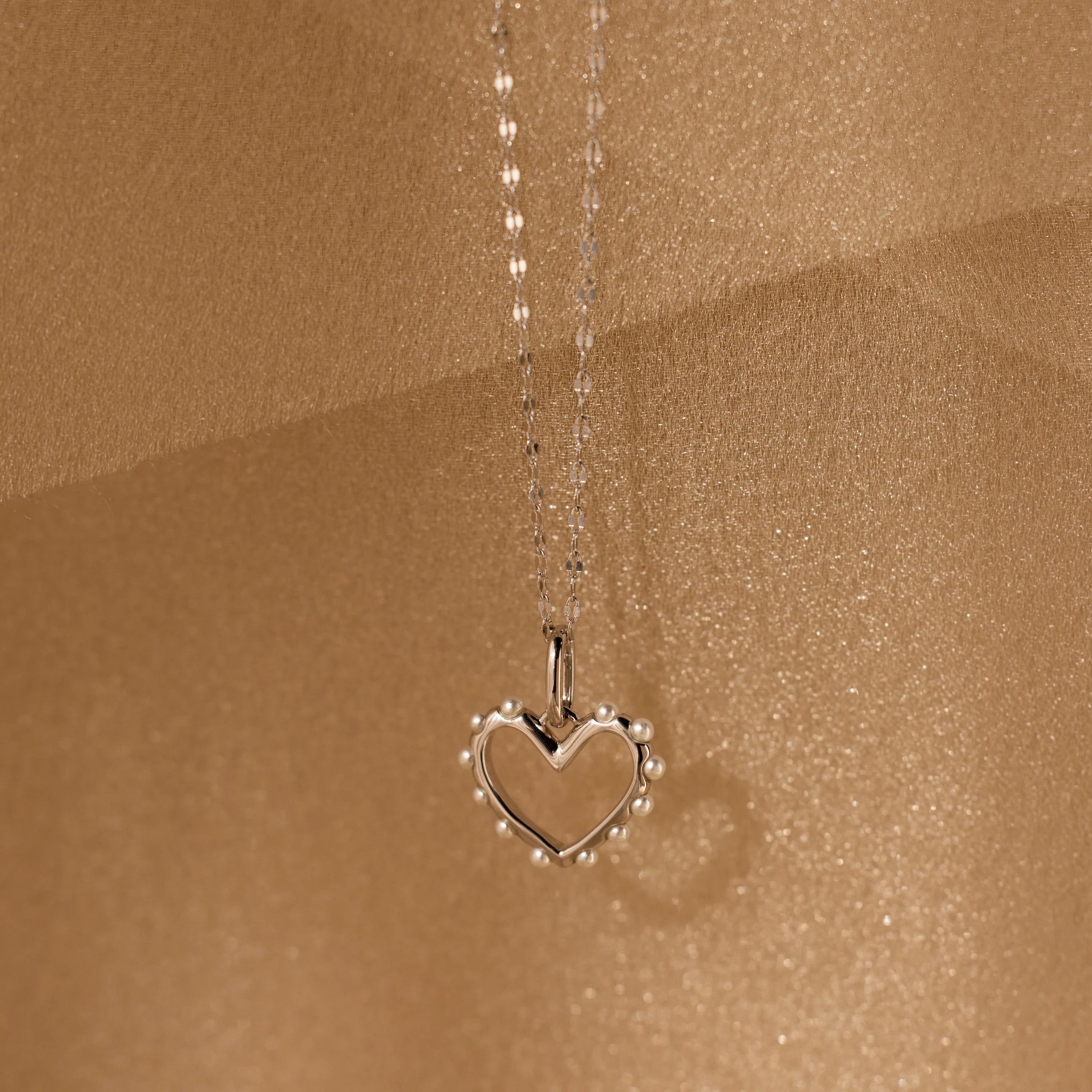 Classic Pearl Heart Charm Silver 18K Gold Plated