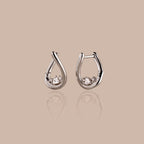 Curved Diamond Teardrop Hoops Silver 18K Gold Plated
