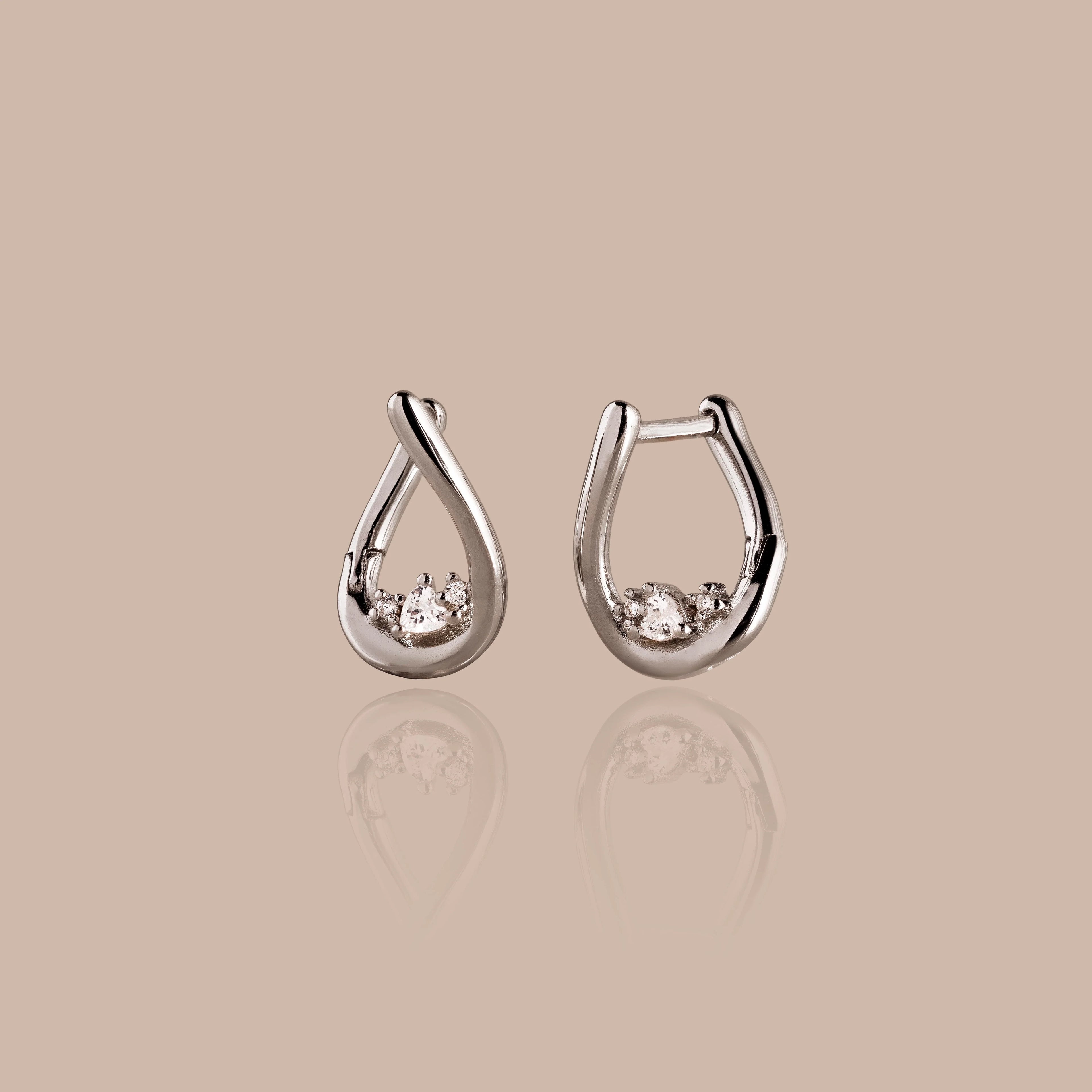 Curved Diamond Teardrop Hoops Silver 18K Gold Plated