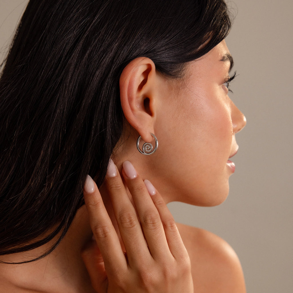 Spiral Swirl Hoops Silver 18K Gold Plated