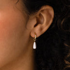 Dangling Pearl Huggies Silver 18K Gold Plated