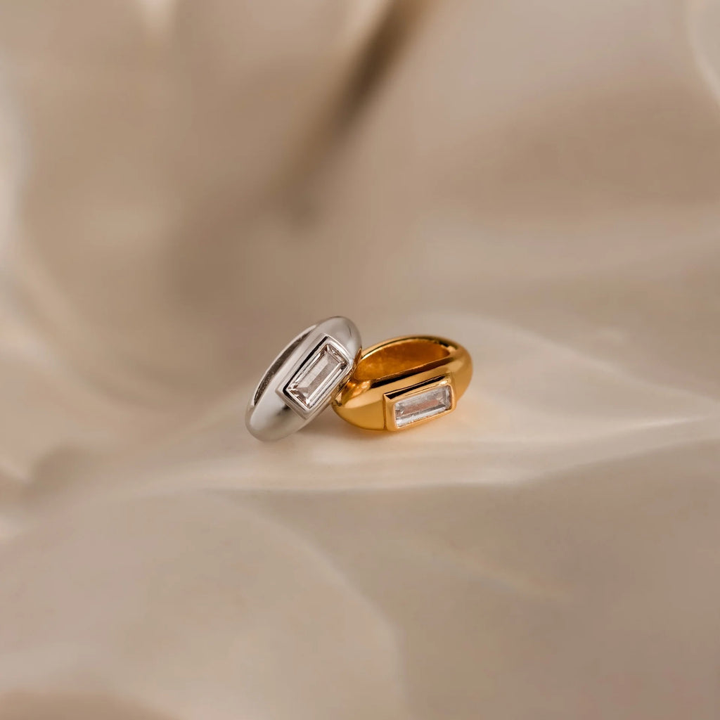 Baguette Diamond Spacer Charm Silver 18K Gold Plated