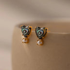 Abalone Pearl Heart Studs Silver 18K Gold Plated
