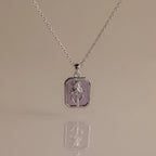 Amethyst Birth Flower Charm Necklace Silver 18K Gold Plated