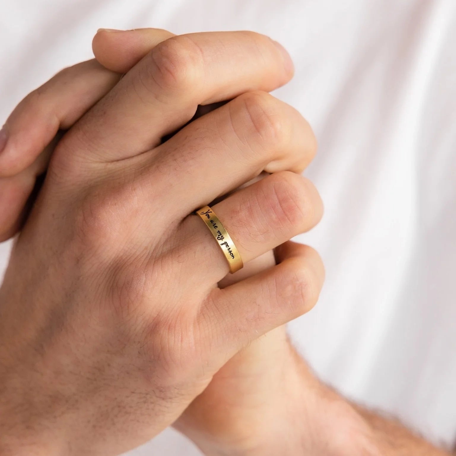 Handwriting Band Silver 18K Gold Plated