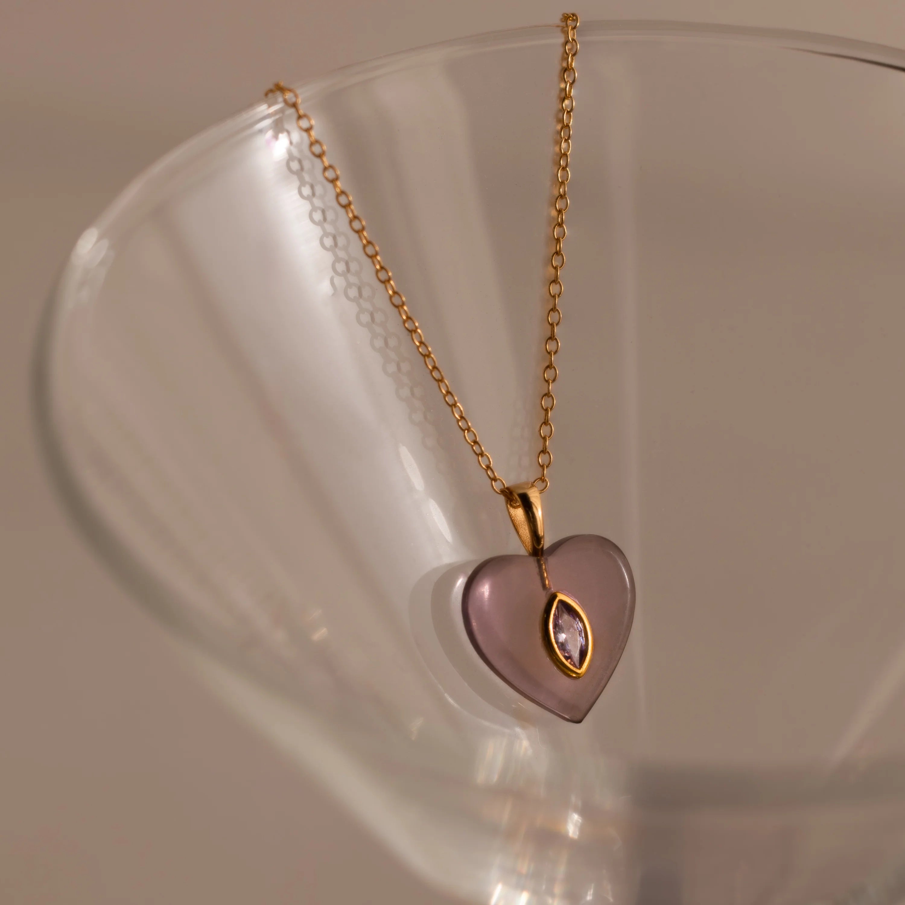 Heart-Marquise Cut Alexandrite Crystal Necklace Silver 18K Gold Plated