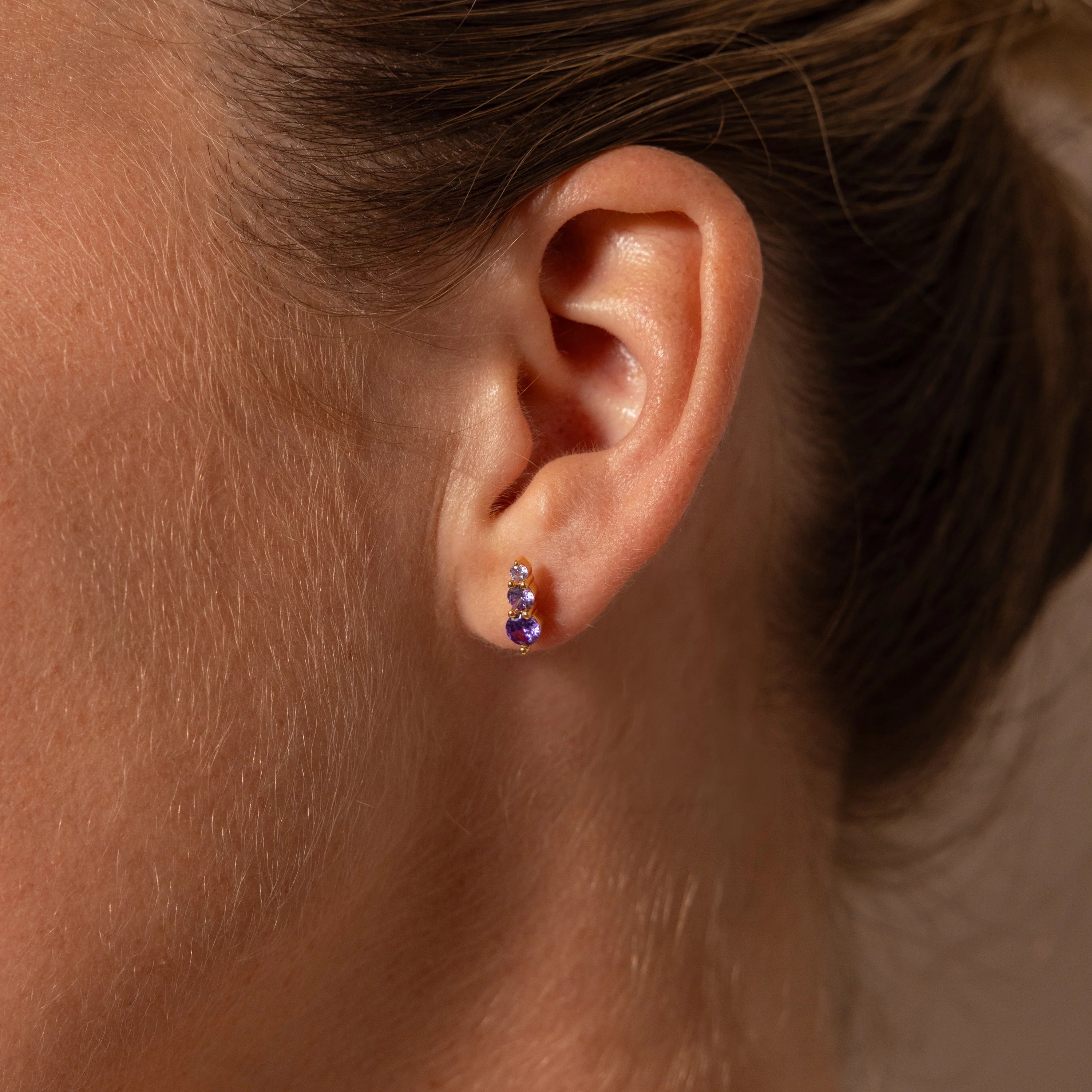Ombre Emerald Flatback Studs Silver 18K Gold Plated