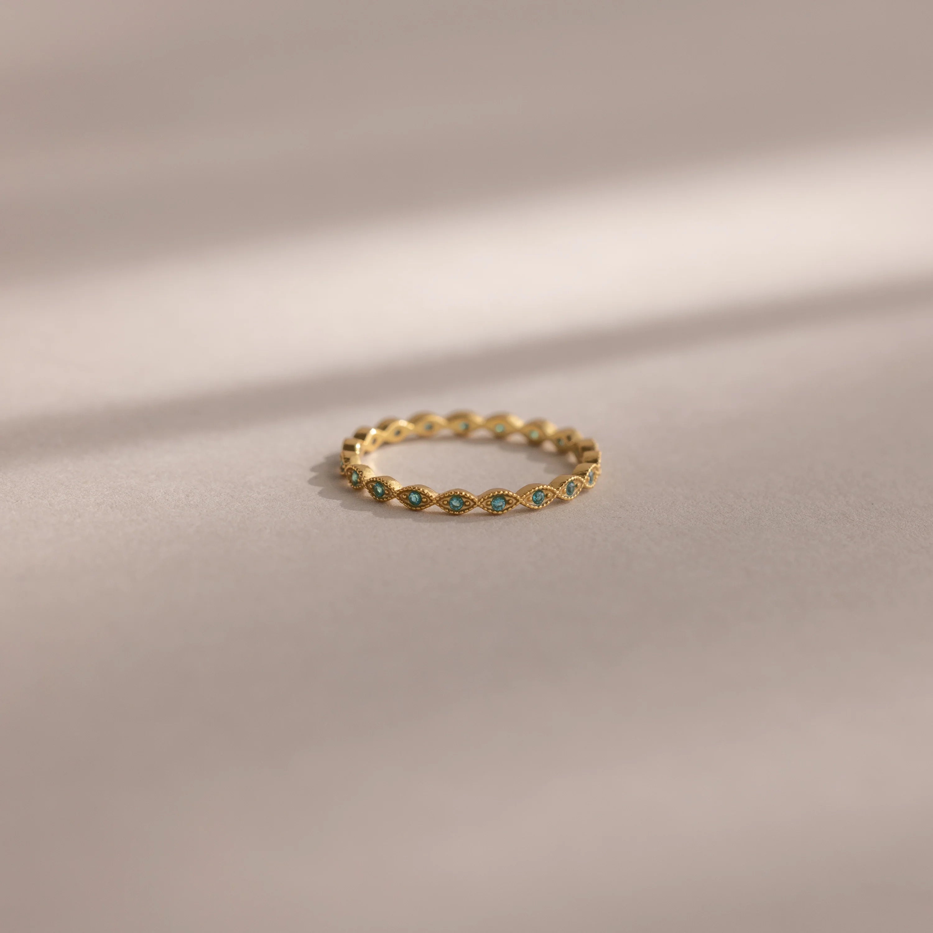 Dainty Marquise Blue Zircon Ring Silver 18K Gold Plated