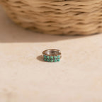 Garden Green Opal Huggies Silver 18K Gold Plated