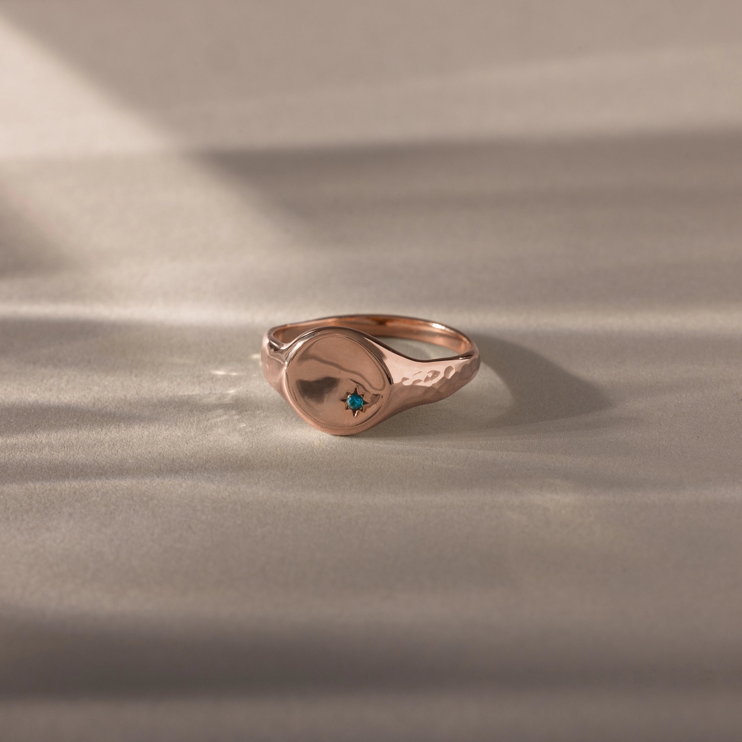 North Star Zircon Signet Ring Silver 18K Gold Plated