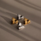 Chunky Triangle Knot Studs Silver 18K Gold Plated