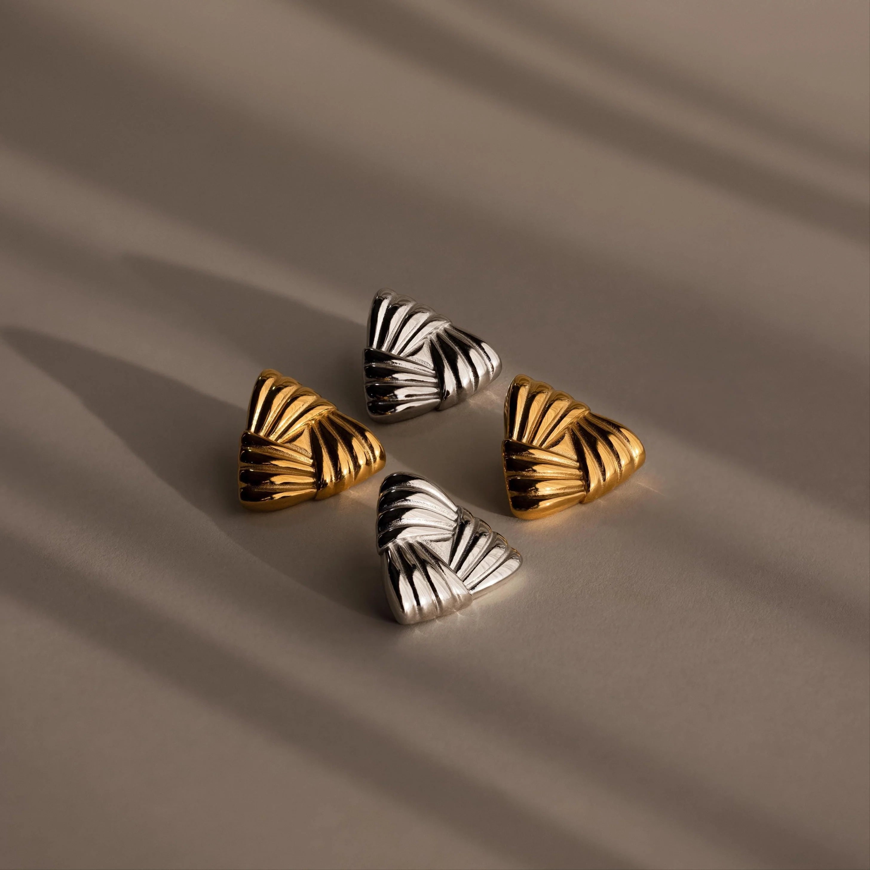 Chunky Triangle Knot Studs Silver 18K Gold Plated