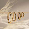 Thin Hoops Set Silver 18K Gold Plated