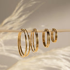 Thin Hoops Set Silver 18K Gold Plated