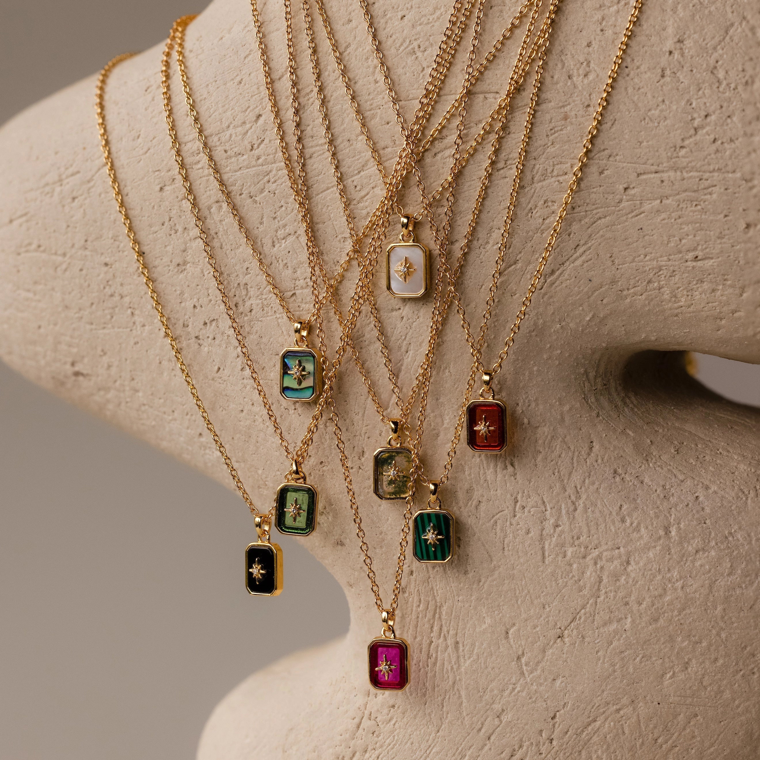 Ruby North Star Necklace Silver 18K Gold Plated
