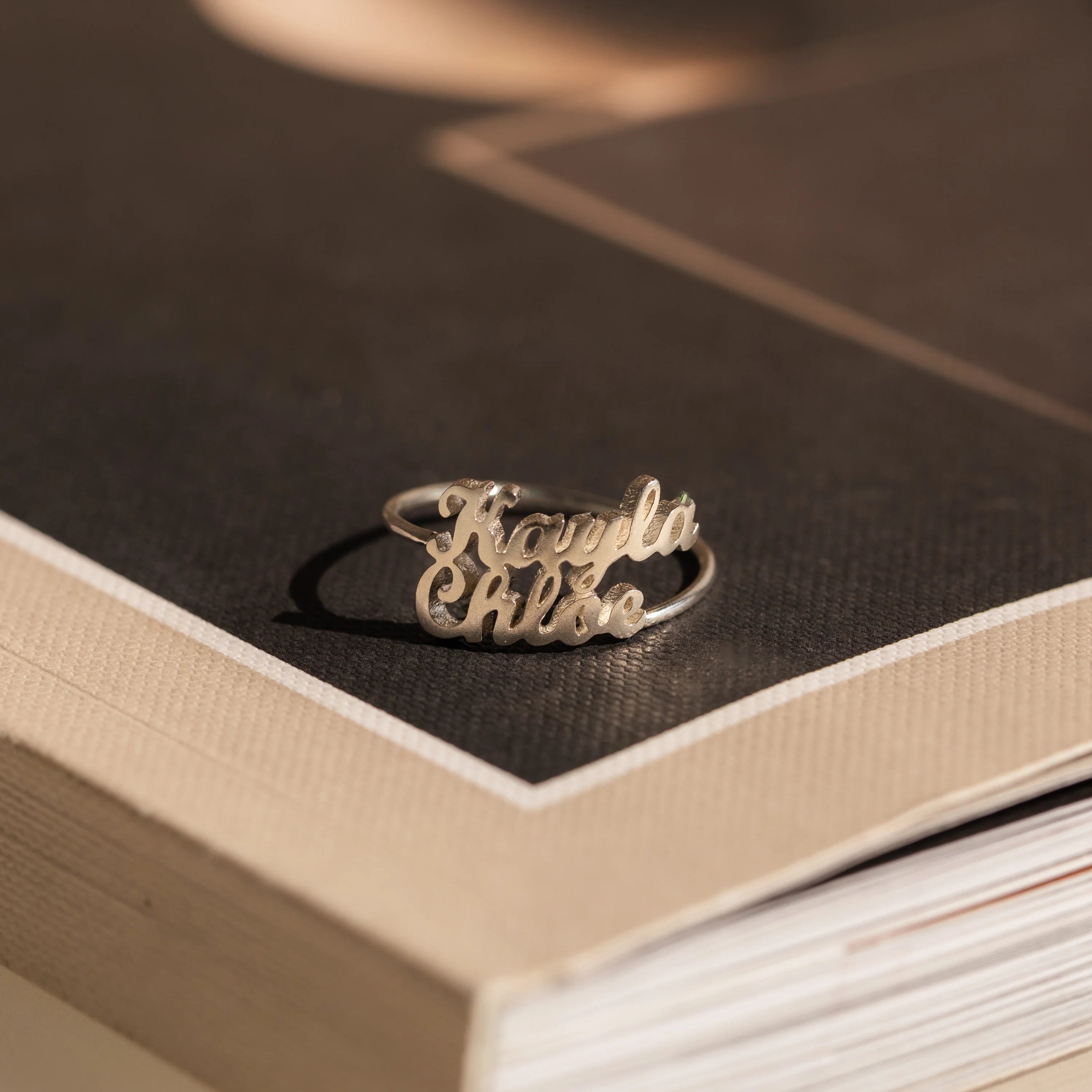 London Duo Name Ring Silver 18K Gold Plated