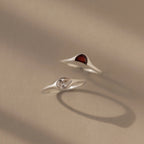 Sculpted Toi et Moi Ring Set Silver 18K Gold Plated