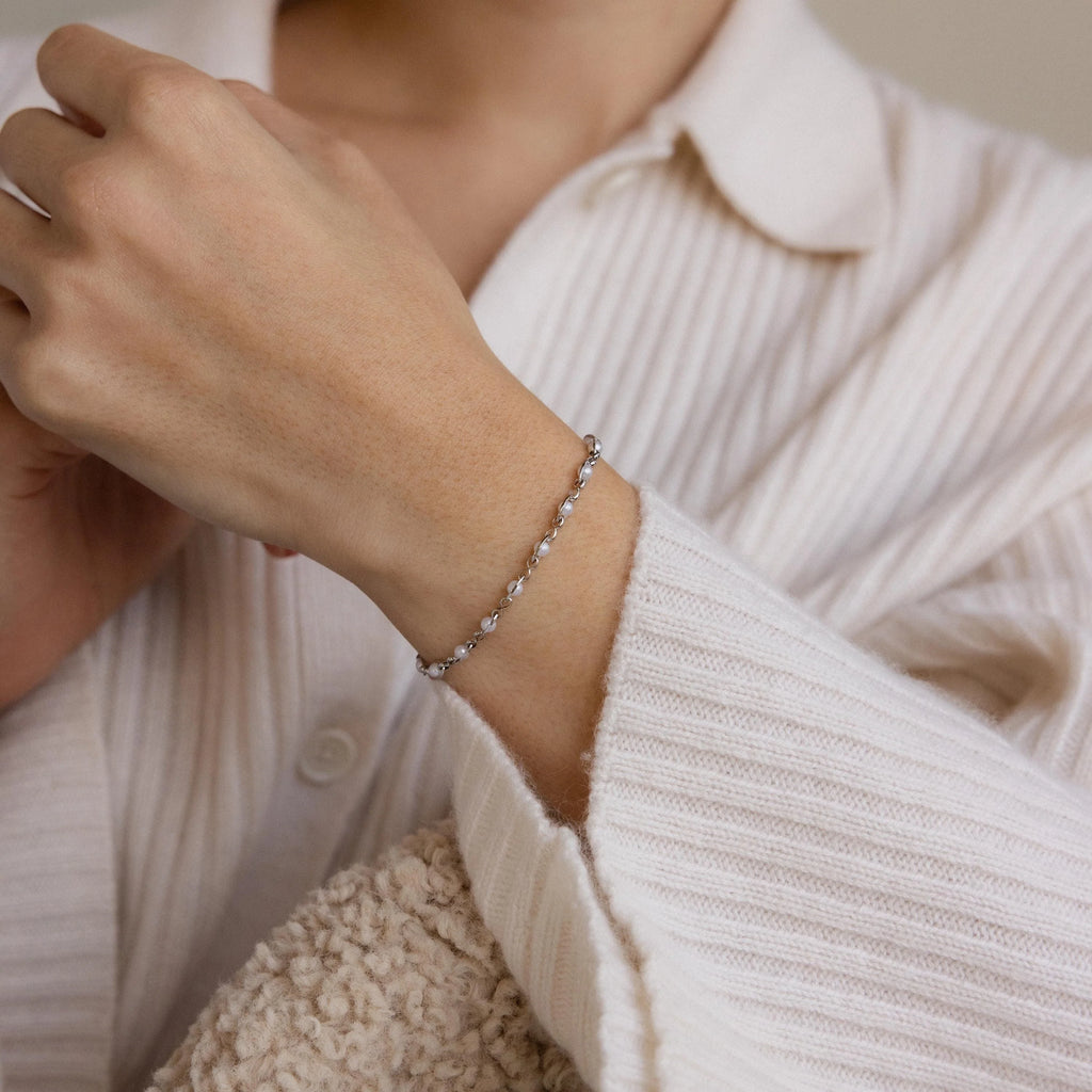 Eternity Pearl Bracelet Silver 18K Gold Plated