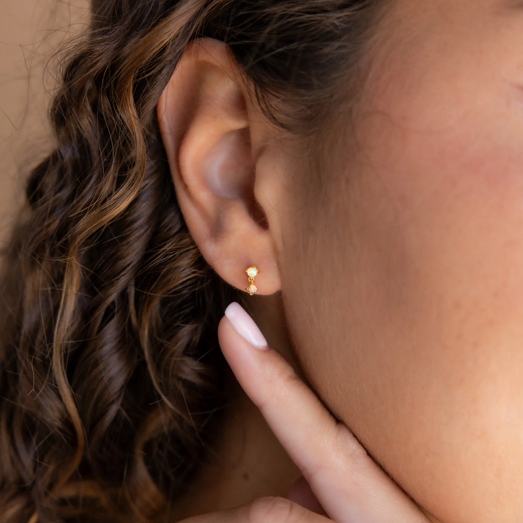 Topaz Drop Studs Silver 18K Gold Plated