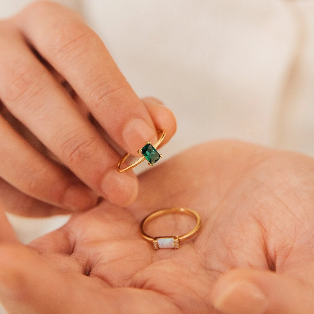 Harley Emerald Ring Silver 18K Gold Plated