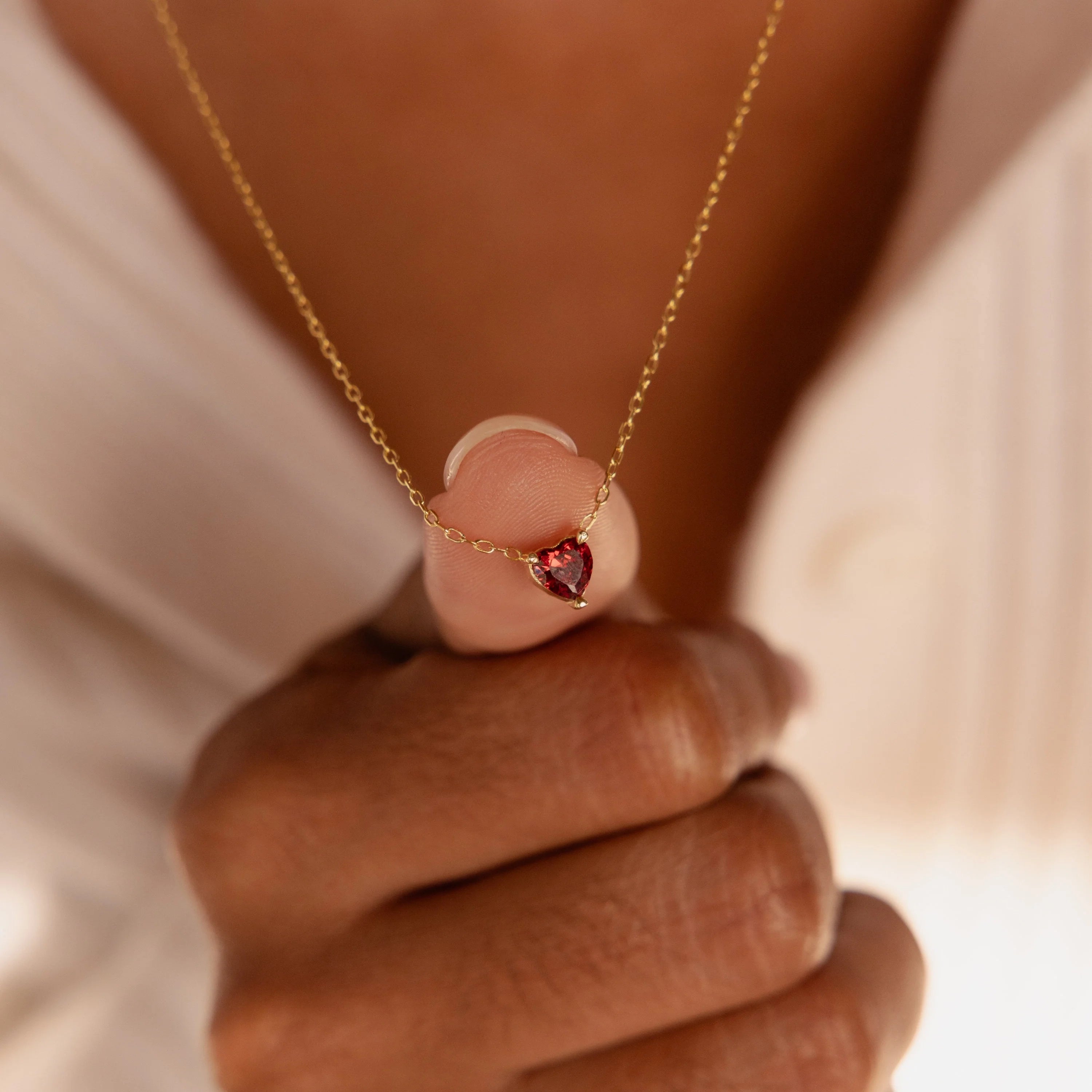 Heart Birthstone Necklace Silver 18K Gold Plated