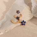 Sapphire Flower Earrings Set Silver 18K Gold Plated