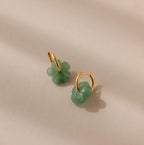 Jade Flower Hoops Silver 18K Gold Plated