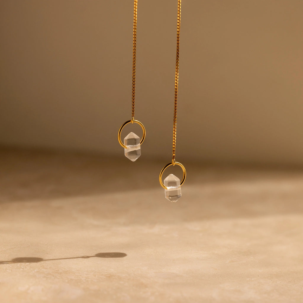 Herkimer Diamond Earrings Silver 18K Gold Plated