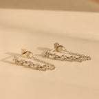 Diamond Chain Drop Earrings Silver 18K Gold Plated
