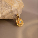 Opal Sun Charm Silver 18K Gold Plated