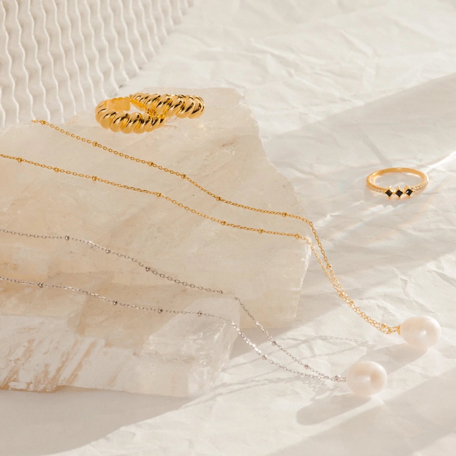 Ariel Pearl Necklace Silver 18K Gold Plated